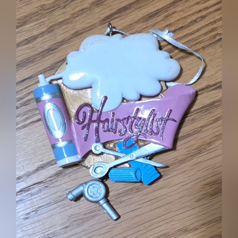 Pink and White Hairstylist Ornament